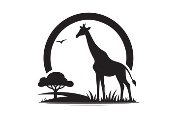  giraffe silhouette vector illustration icon isolated on a white background