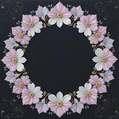 frame with flowers on black