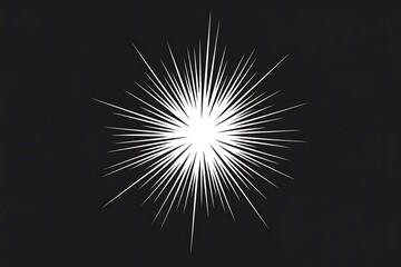 Fototapeta premium Black and White Starburst Illustration with Radiating Lines, Symmetrical Design, and Depth Effect on a Black Background