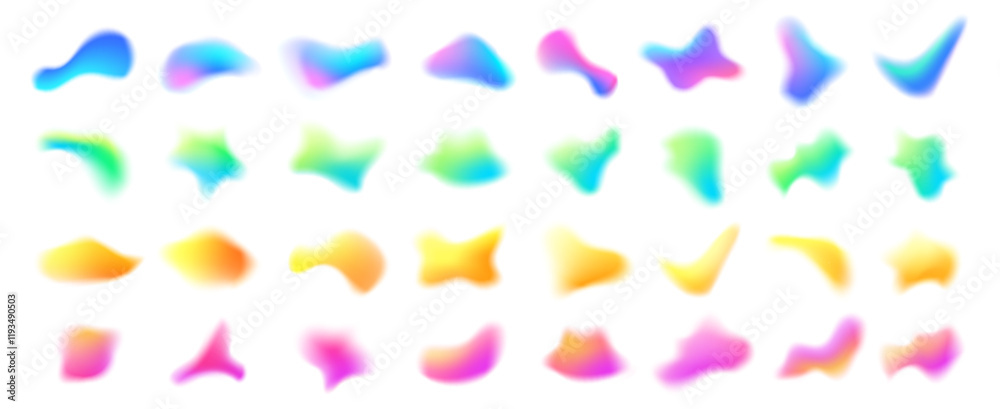 Aufkleber blurred gradient shape. gradient mesh colorful liquid blobs, 3d fluid blur spot and dynamic color gl