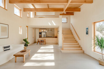 Obraz premium Passive house design innovation and sustainability technology efficiency materials. A passive house built with recycled materials showcases sustainable architecture.