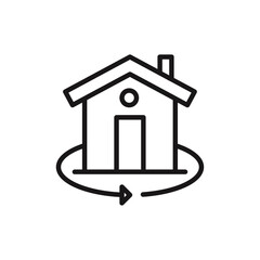 360 degree house icon line art vector