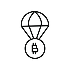 Bitcoin airdrop icon line art vector