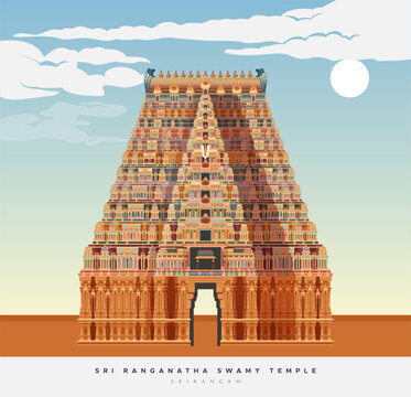 Sri Ranganatha Swamy Temple, Srirangam - Stock Illustration