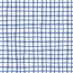 Navy Blue Plaid Gingham Hand Drawn Background Pattern Overlay