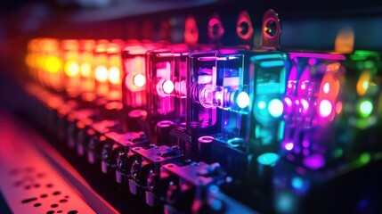 Advanced quantum processor core glowing with multicolored light, encased in a futuristic metallic design