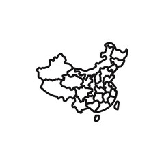 china map icon line art vector