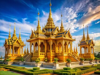 Grand Royal Crematorium Replica, Sanam Luang, Bangkok, Thailand:  A Majestic Funeral Ceremony Landscape