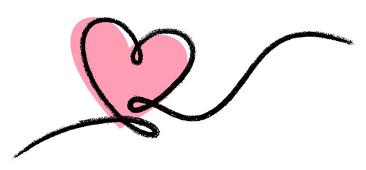 Artistic pink heart outlined with black textured lines, featuring a dynamic flowing design. Perfect for romantic and creative themes.