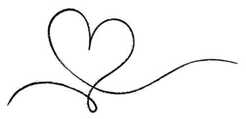 Vector illustration of an elegant black heart with a looping line, perfect for artistic and romantic designs.