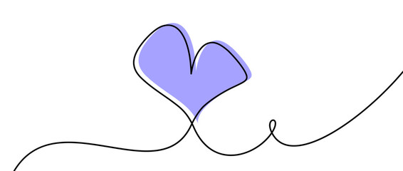 Elegant blue heart with continuous line art for modern designs. Vector illustration.