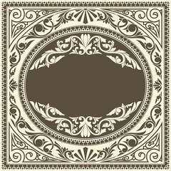 Decorative ornate retro emblematic floral blank card