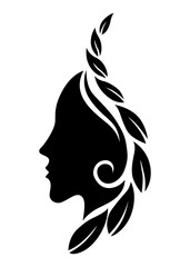 Beautiful, Elegant Silhouette of Women Adorned with Colorful Floral Designs and Patterns. Beauty logo design