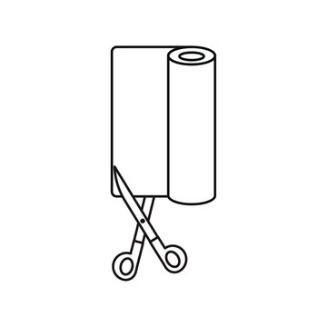 scissors cutting paper roll outline clip art preview
