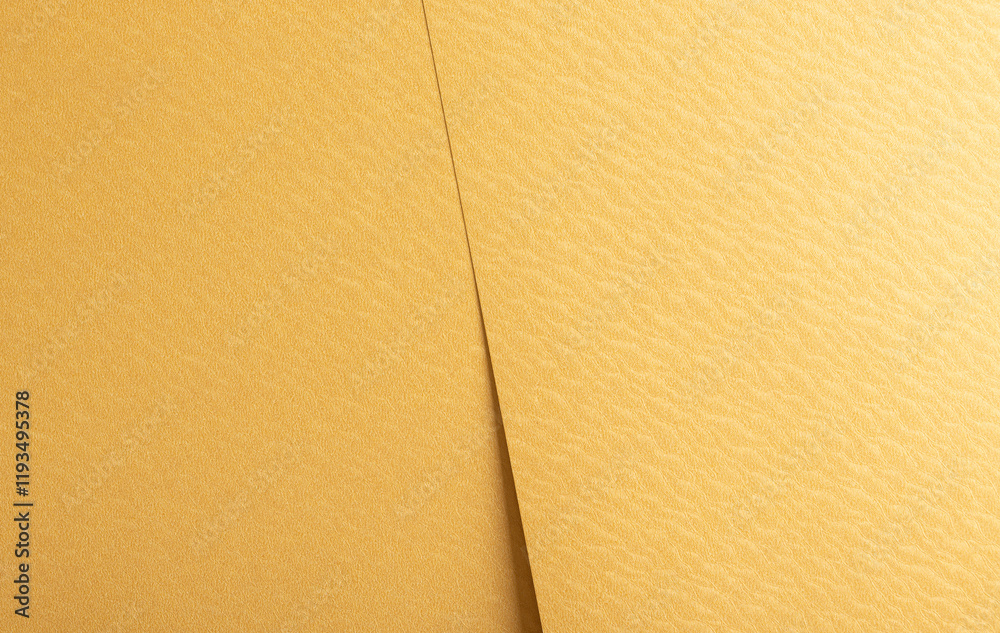 Aufkleber Golden yellow paper background with wavy, rippled textures and overlapping layers. Smooth and radiant tones create a refined, luxurious, and modern decorative composition.