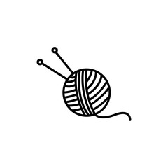 Knit yarn with needle icon line art vector