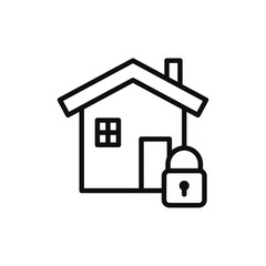 lock home icon line art vector