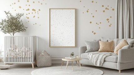 Cozy and Modern Living Room with Minimalist Nursery Decor