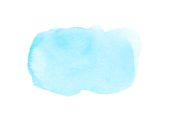 Abstract watercolor bright blue painting with stains and paper texture