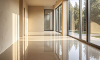 Modern interior hallway with natural light