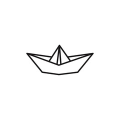 Paper boat icon line art vector
