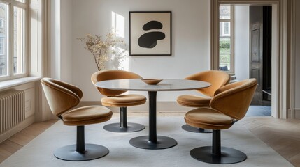 Modern Dining Space with Stylish Chairs and Elegant Decor Elements