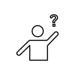 Person asking question icon line art vector