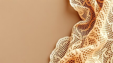 Obraz premium Earthy tones canvas featuring a textured lace fabric over a solid beige background