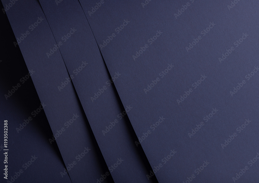 Poster midnight blue paper background with overlapping layers and a smooth, matte texture. dark bold tones 