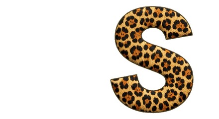 Obraz premium Realistic Leopard Print Letter 'S' on White Background with Clipping Path