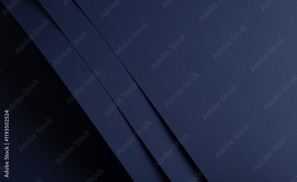 Poster midnight blue paper background with overlapping layers and a smooth, matte texture. dark bold tones 