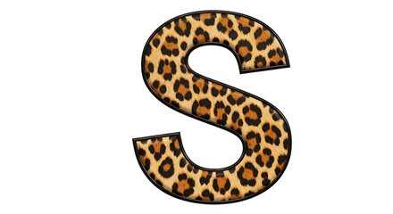 Obraz premium Realistic Leopard Print Letter 'S' on White Background with Clipping Path