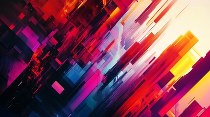 Abstract Geometric Art with Vibrant Red and Yellow Hues