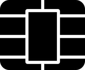 EMV chip icon. Line, glyph and filled outline, mobile telephone Microchip for bank plastic credit or debit charge or sim card. Digital Nfc technology. Contactless payment at terminals and ATMs.