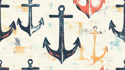 Vector seamless pattern of anchors. Seamless texture of anchors arranged randomly
