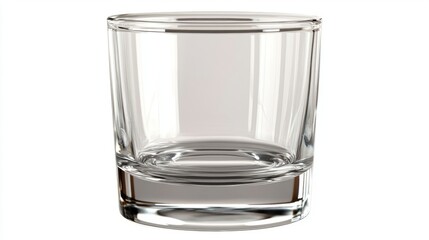 Empty Clear Glass Tumbler with Simple Design on White Background