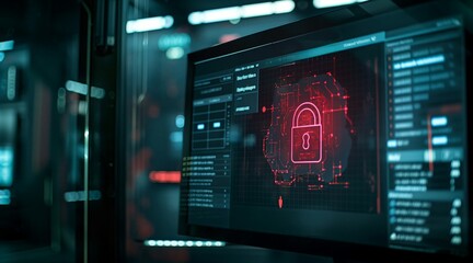 Cybersecurity Alert Digital Lock on Screen Indicating Hacked Accounts Threat