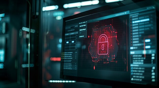 Cybersecurity Alert Digital Lock on Screen Indicating Hacked Accounts Threat