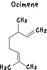 Ocimene,chemical structure of Ocimene illustration