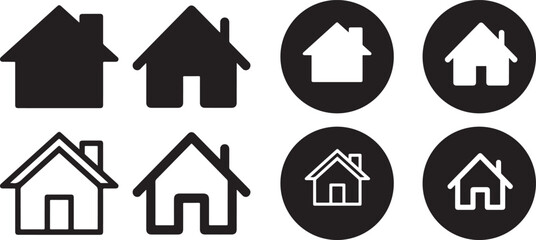 Home icon set web flat icon vector, house icon set vector