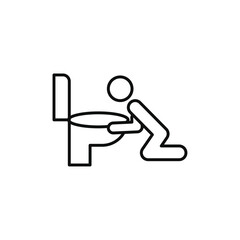 vomiting in bathroom icon line art vector