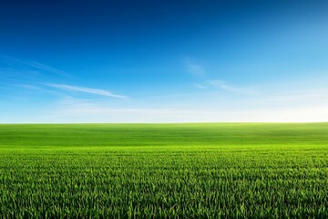 Obraz premium Lush Green Field Under a Clear Blue Sky