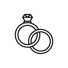 Wedding ring icon line art vector