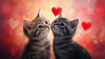 Couple cat on valentine 