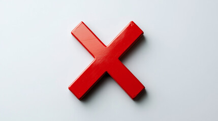 Red x cross sign symbol isolated on white background. no, wrong choice icon illustration, reject, false, test, cancel, negative error, graphic design element.
