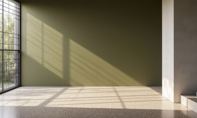 Stylish interior with green wall accents