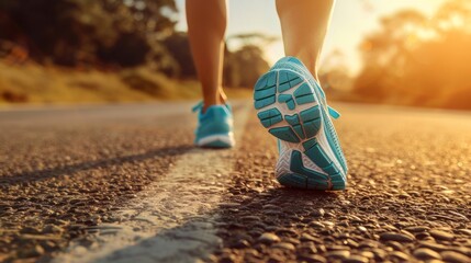 Sunset Jogging: A Runner's Silhouette Against the Golden Hour