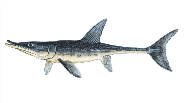 Paddlefish from the particles. Paddlefish consists of circles and dots. Paddlefish splits into molecules.