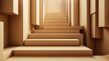 Abstract Cardboard Staircase Architectural Design