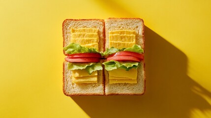 Delicious double decker sandwich with cheese tomato and lettuce